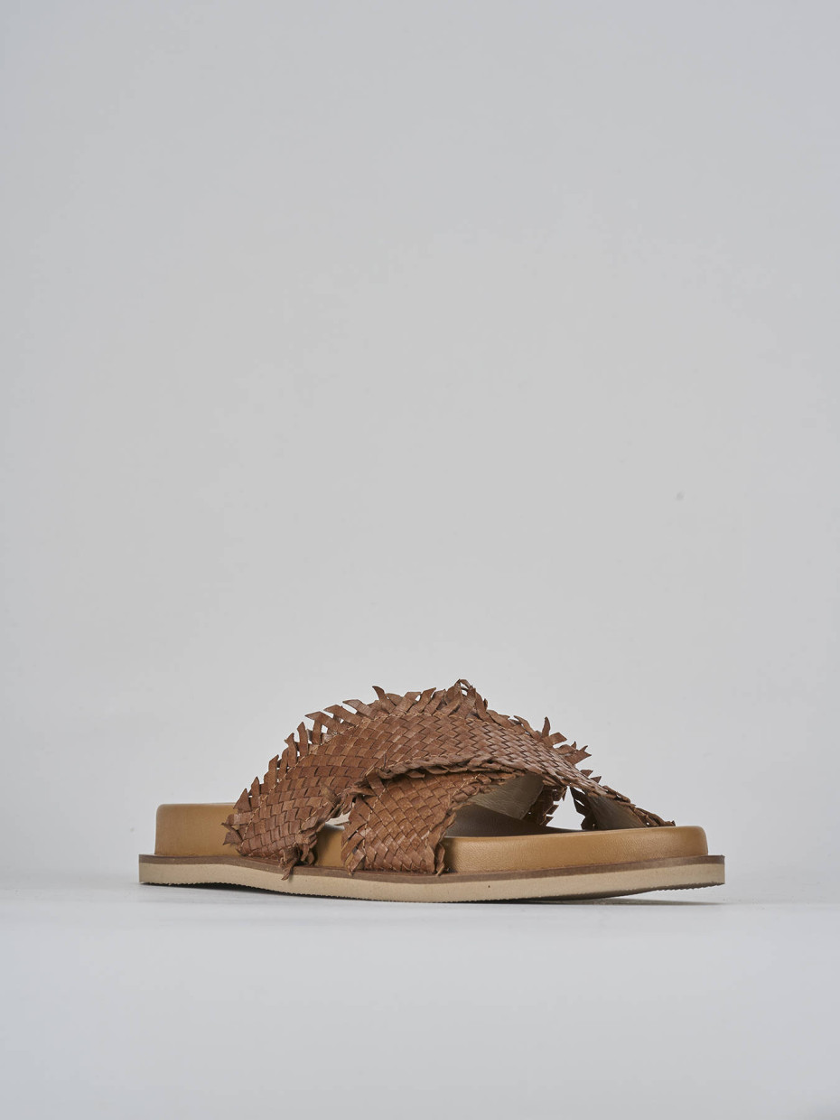Ciabatte tacco 1cm pelle marrone