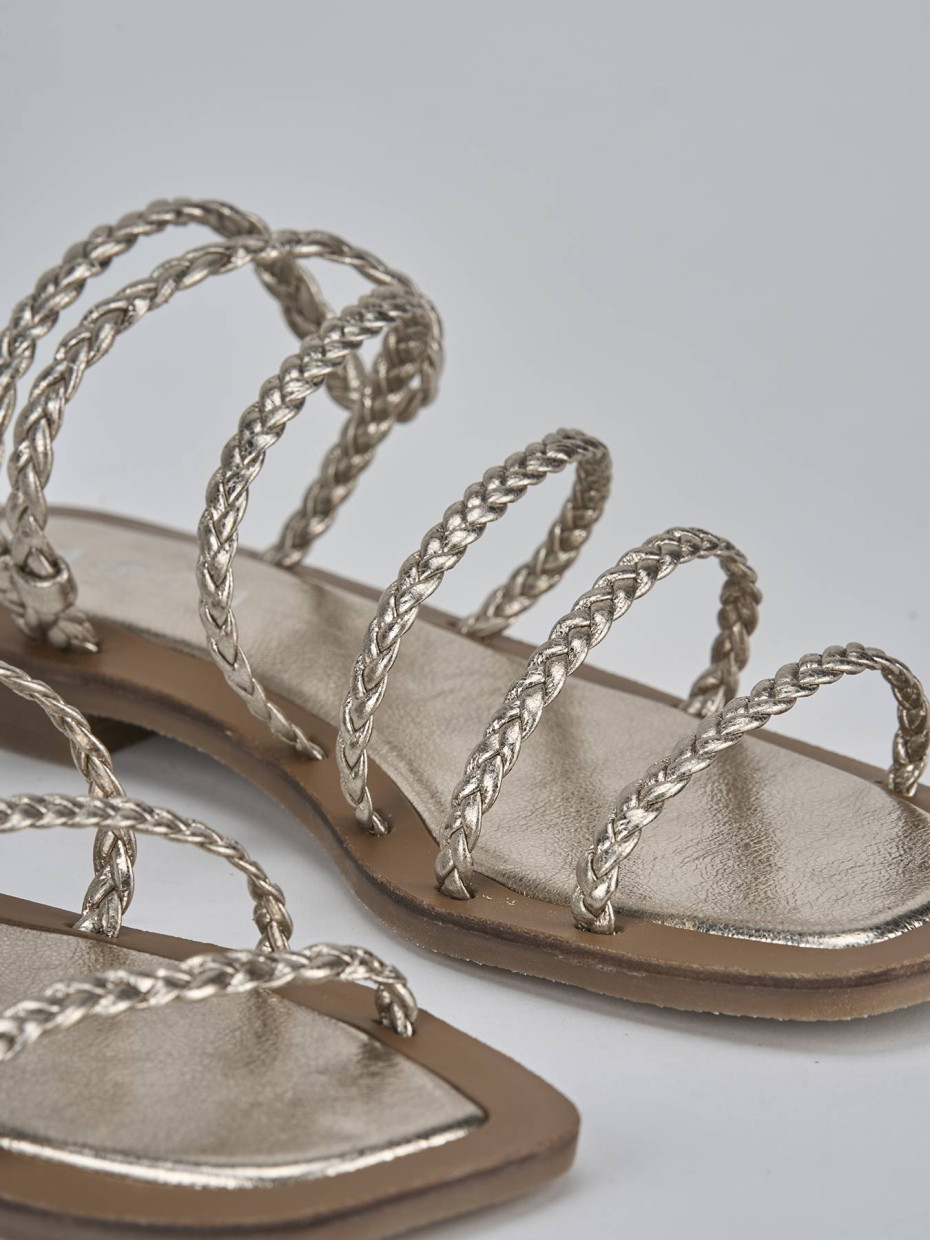Sandali tacco 1cm pelle oro