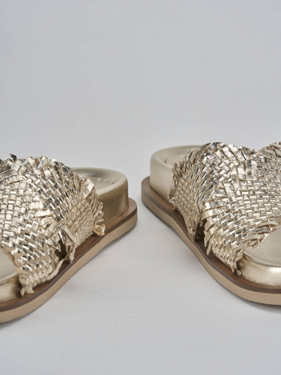 Ciabatte tacco 1cm pelle oro