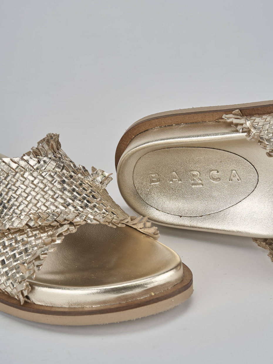 Ciabatte tacco 1cm pelle oro
