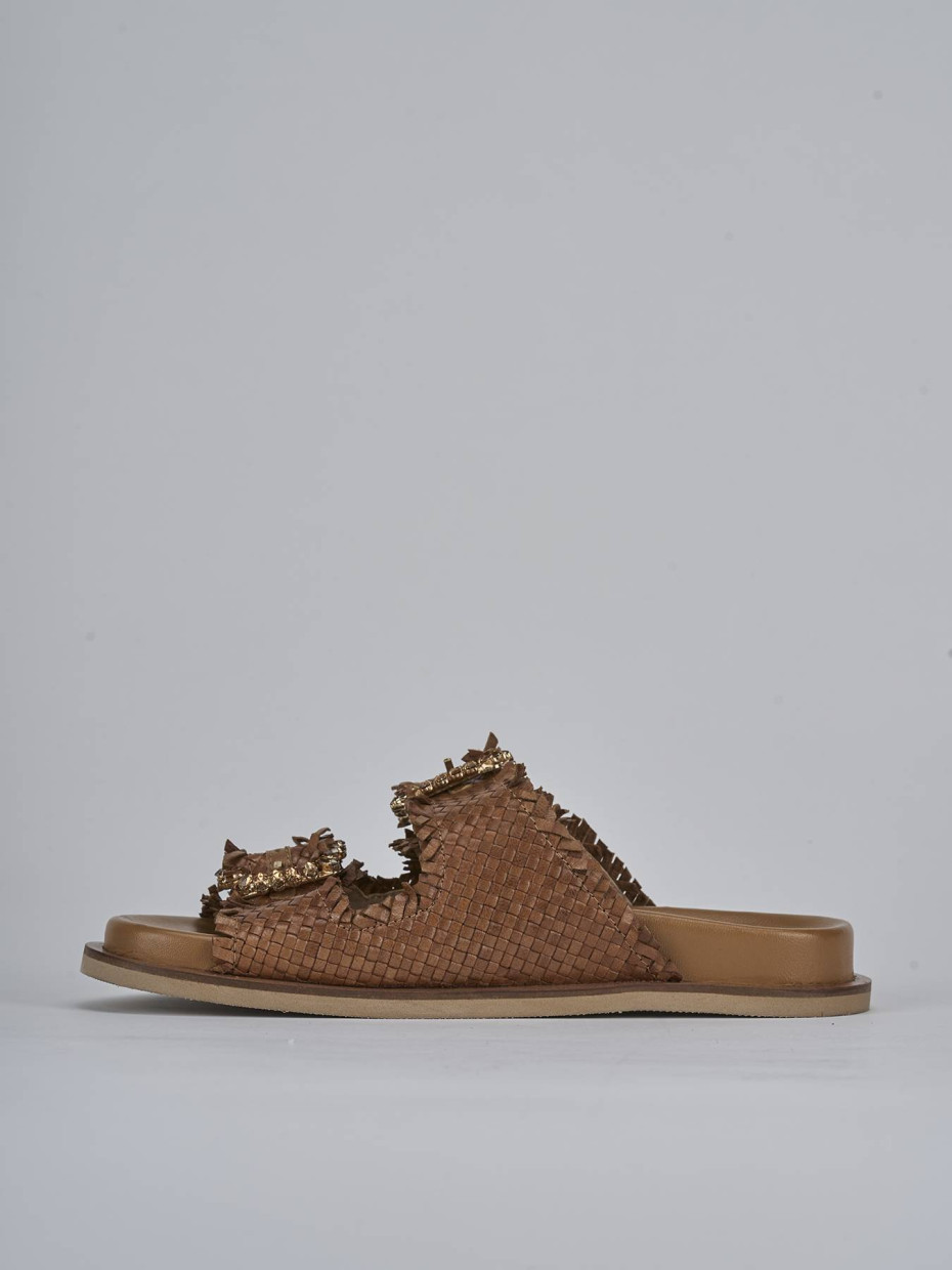 Ciabatte tacco 1cm pelle marrone