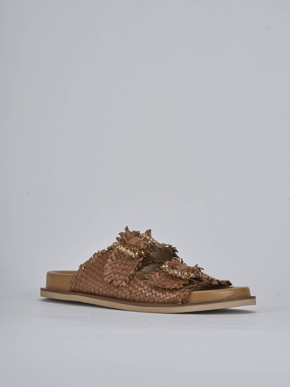 Ciabatte tacco 1cm pelle marrone