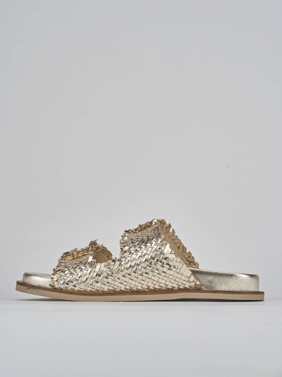 Ciabatte tacco 1cm pelle oro