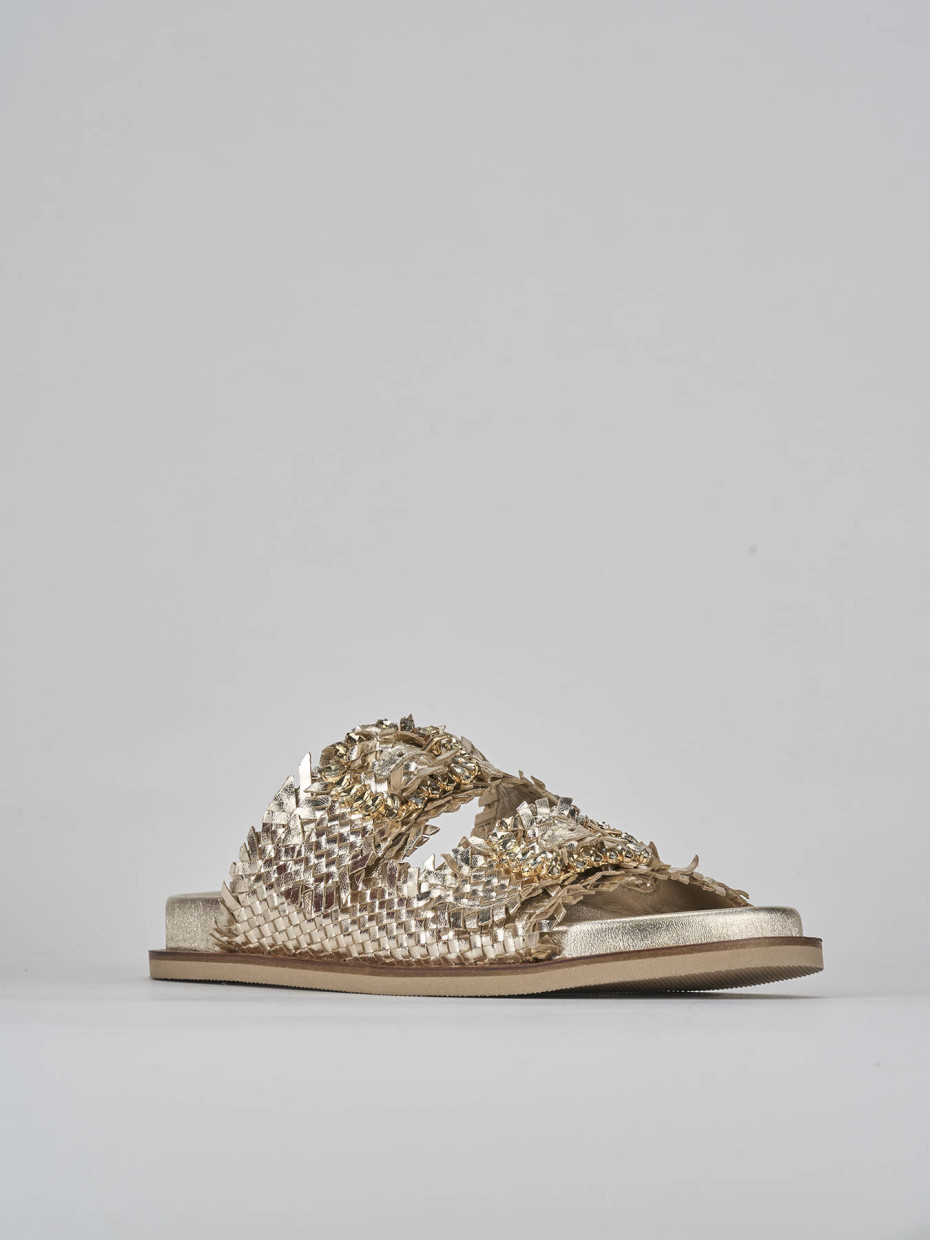 Ciabatte tacco 1cm pelle oro