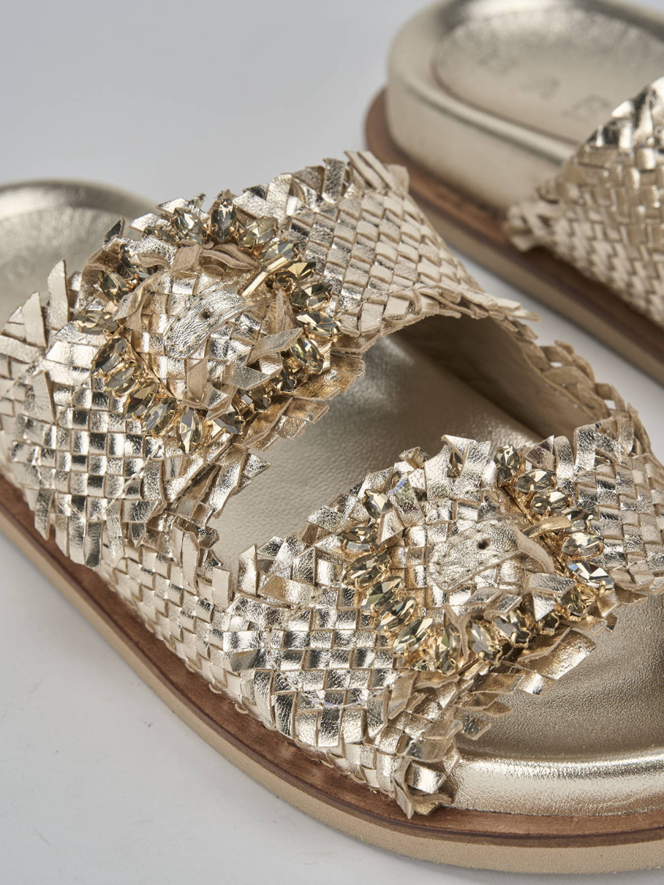 Ciabatte tacco 1cm pelle oro