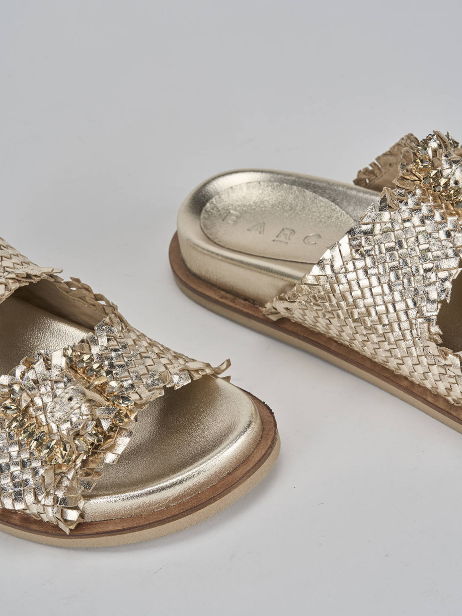 Ciabatte tacco 1cm pelle oro