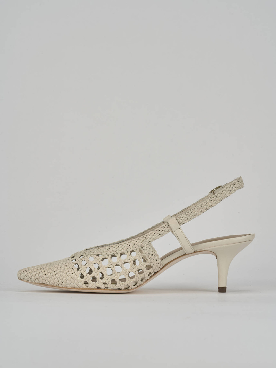 Décolleté e slingback tacco 5cm pelle bianco