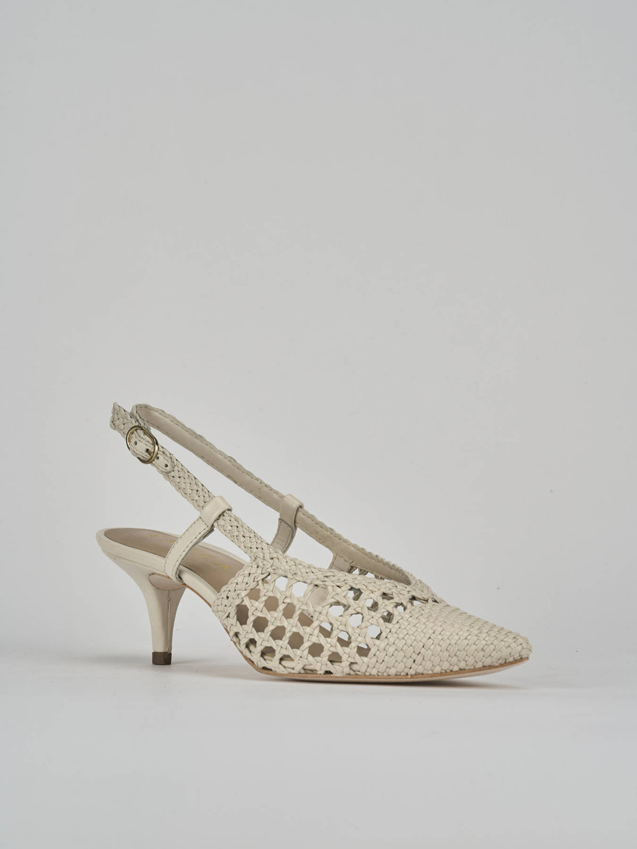 Décolleté e slingback tacco 5cm pelle bianco