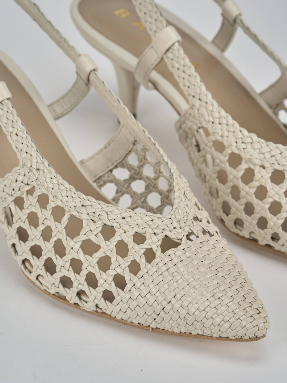 Décolleté e slingback tacco 5cm pelle bianco