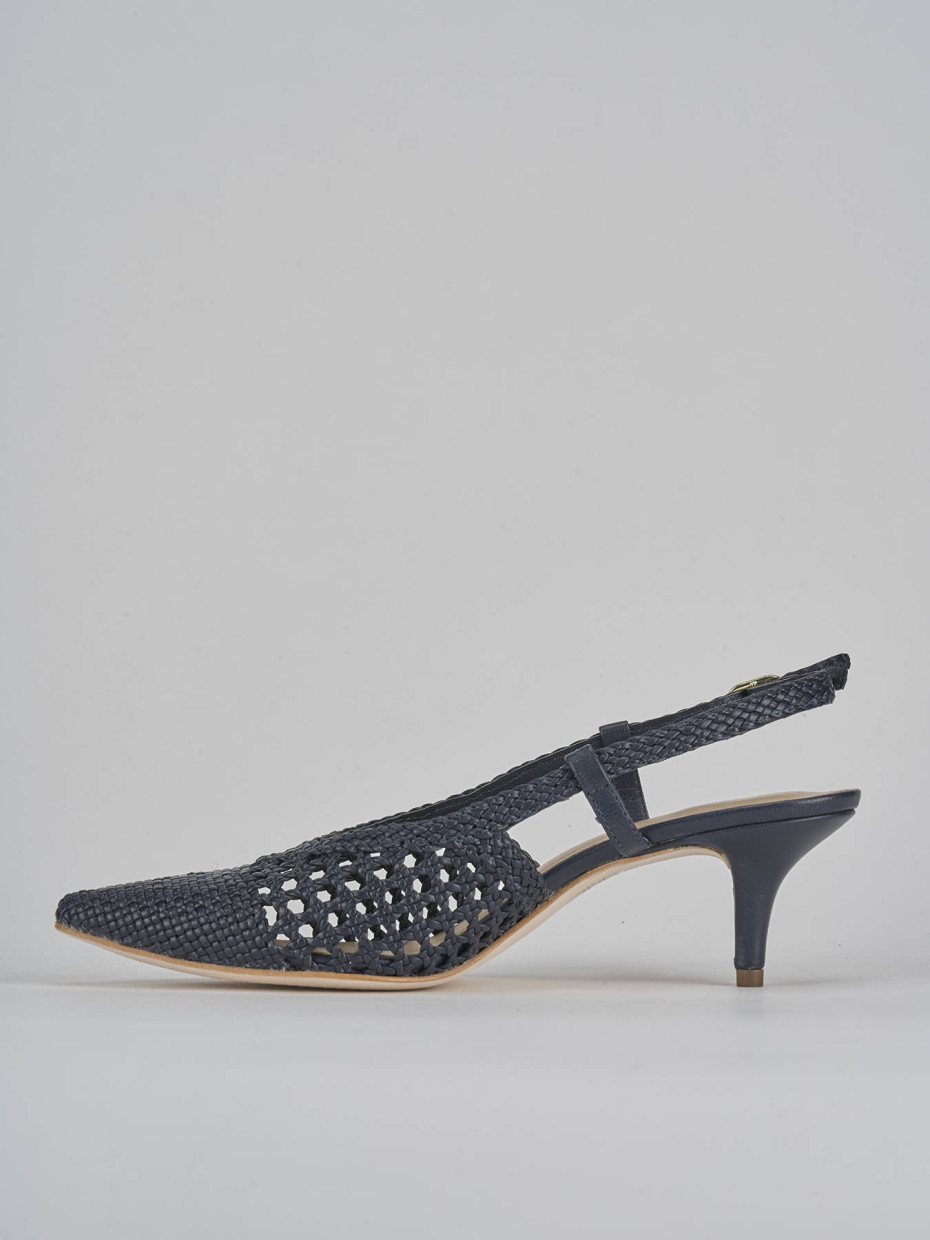 Décolleté e slingback tacco 5cm pelle blu