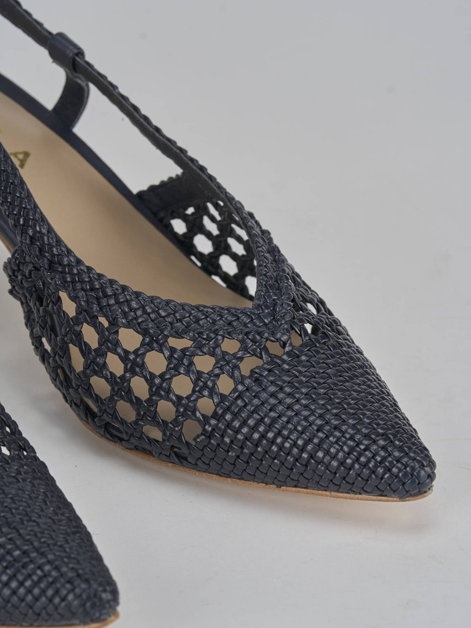Décolleté e slingback tacco 5cm pelle blu