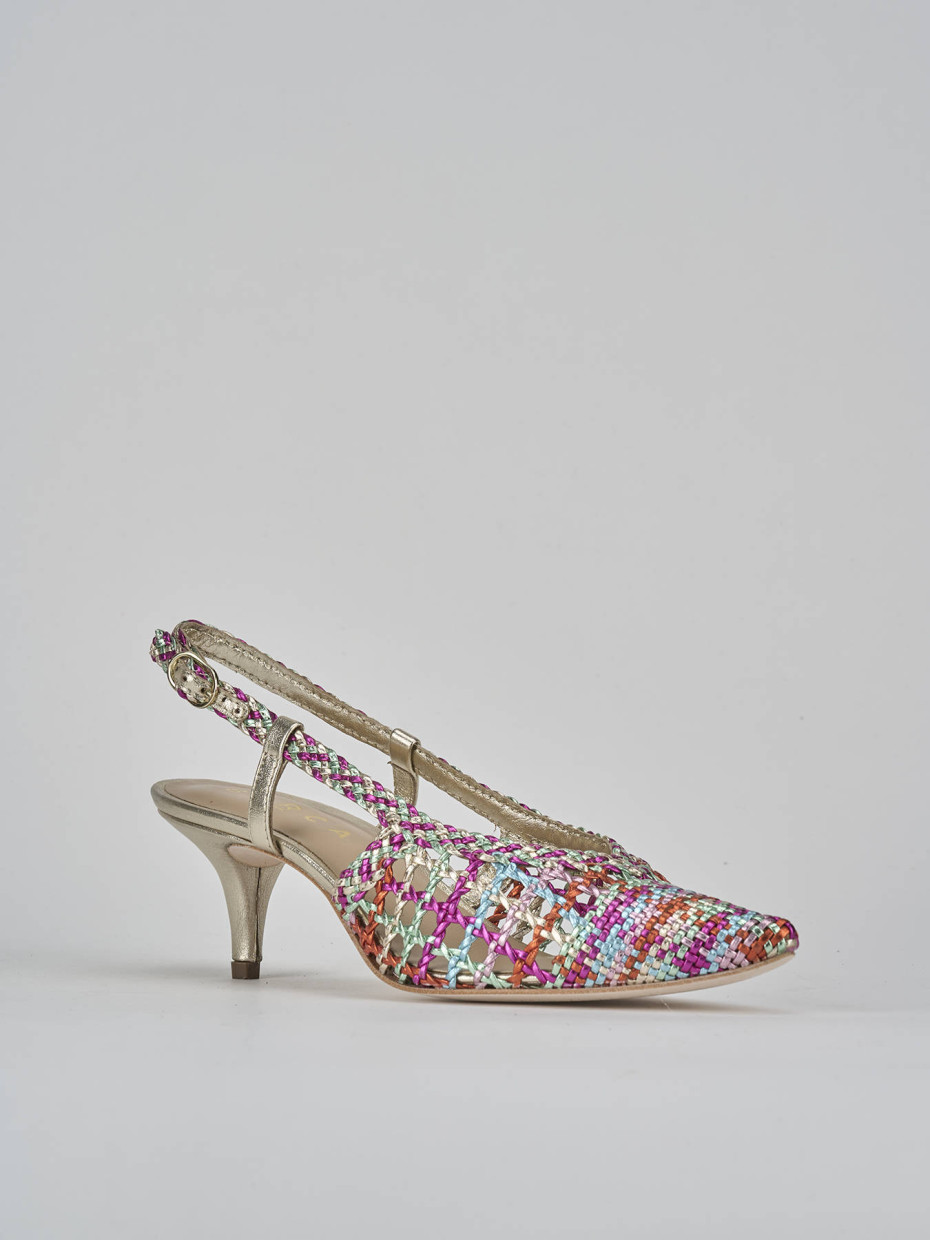 Décolleté e slingback tacco 5cm pelle multicolor