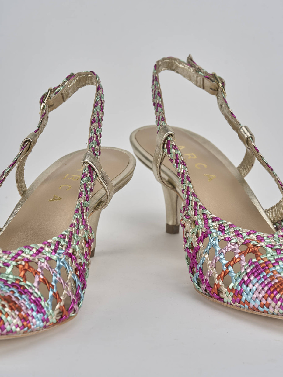 Décolleté e slingback tacco 5cm pelle multicolor