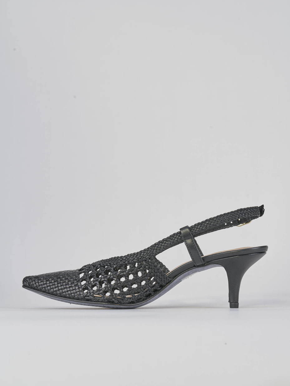 Décolleté e slingback tacco 5cm pelle nero