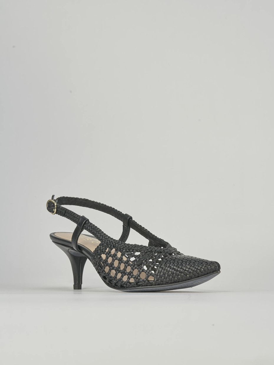 Décolleté e slingback tacco 5cm pelle nero