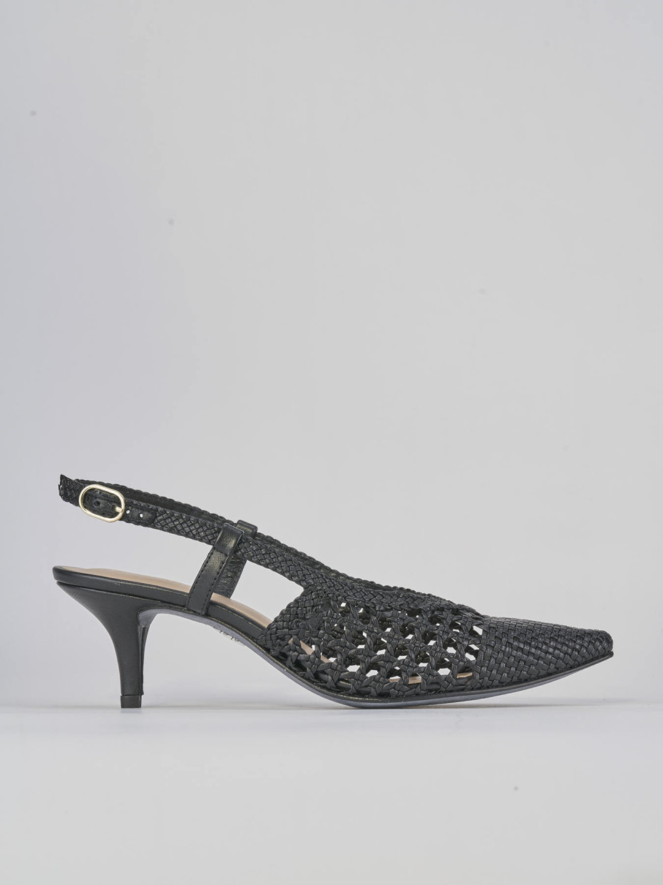 Décolleté e slingback tacco 5cm pelle nero