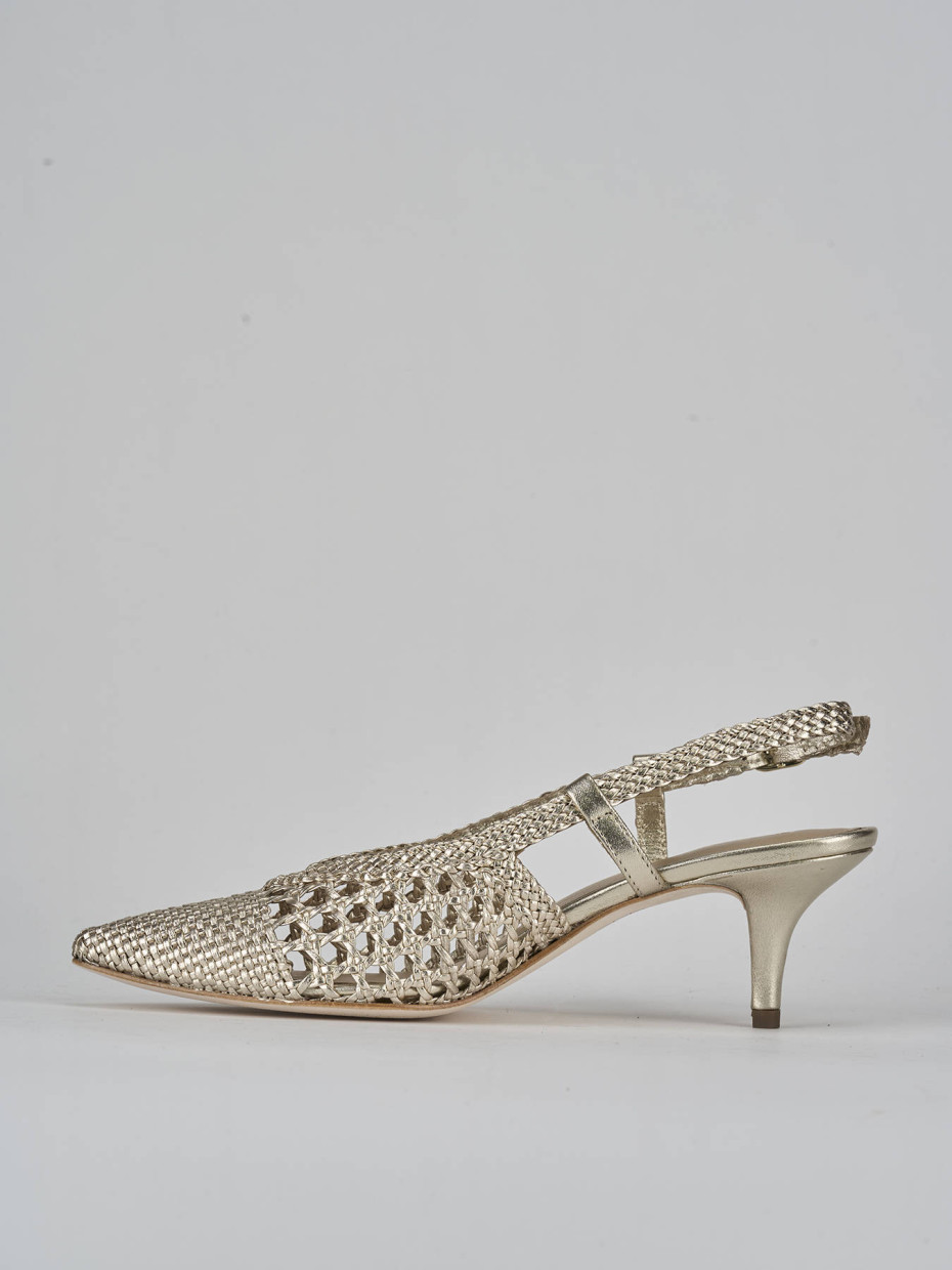 Décolleté e slingback tacco 5cm pelle oro