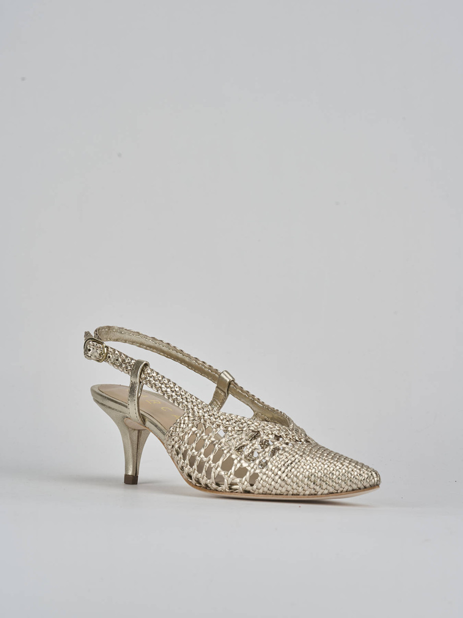 Décolleté e slingback tacco 5cm pelle oro