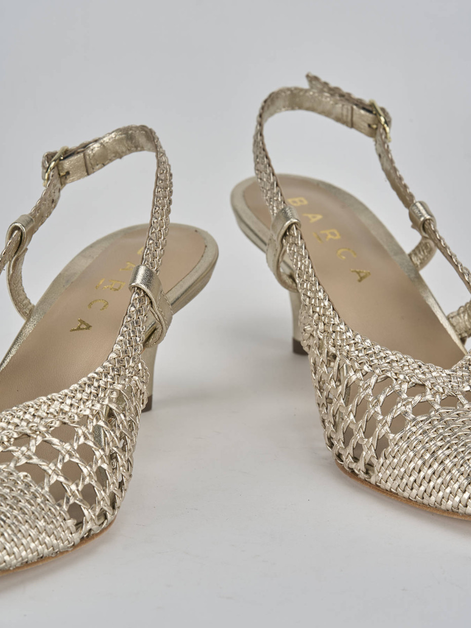 Décolleté e slingback tacco 5cm pelle oro