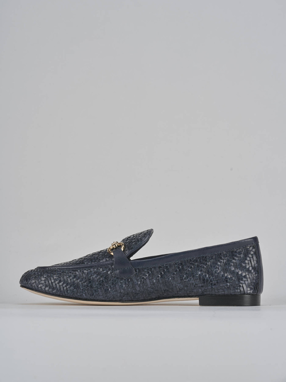 Mocassini tacco 1cm pelle blu