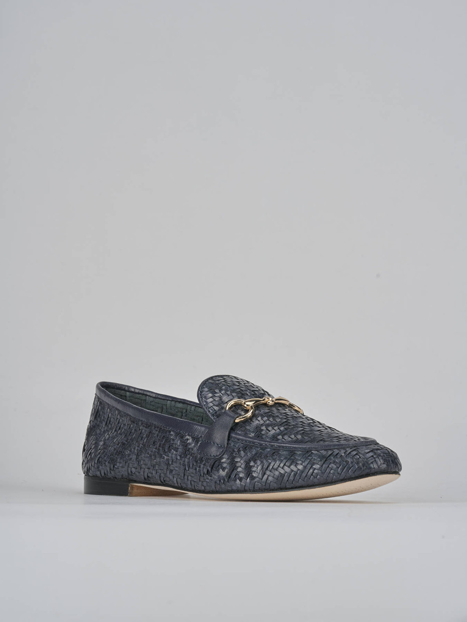 Mocassini tacco 1cm pelle blu