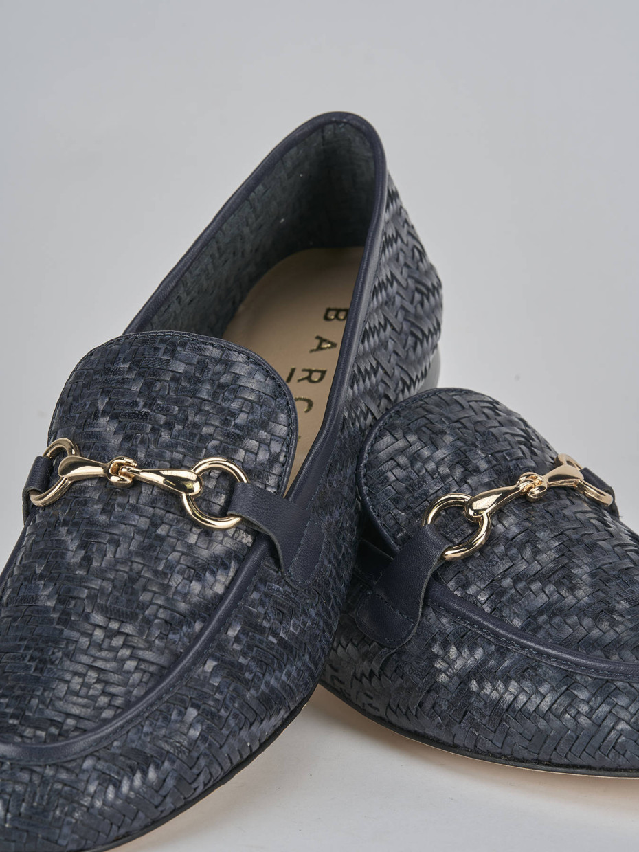Mocassini tacco 1cm pelle blu