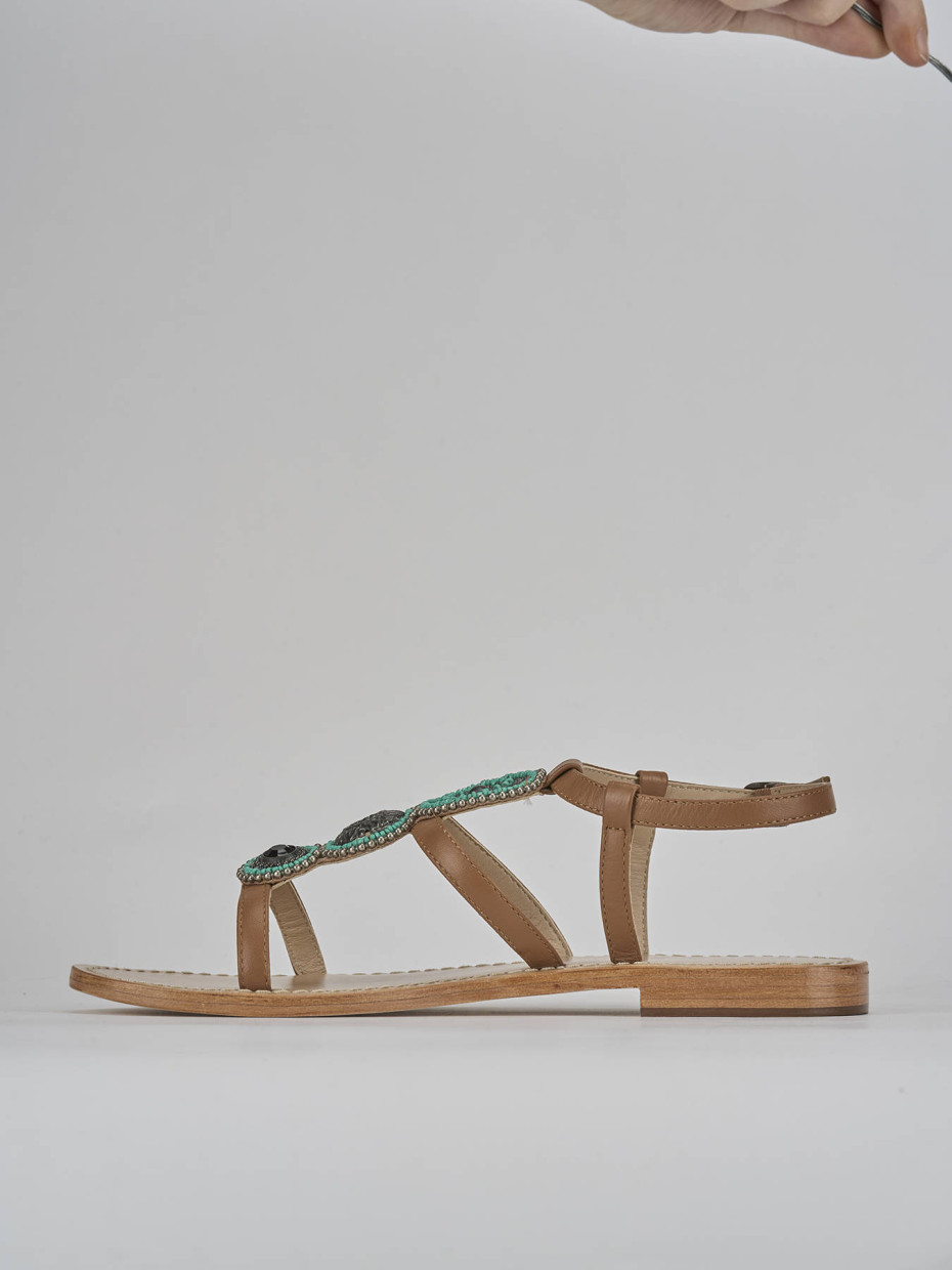 Sandali tacco 1cm pelle marrone