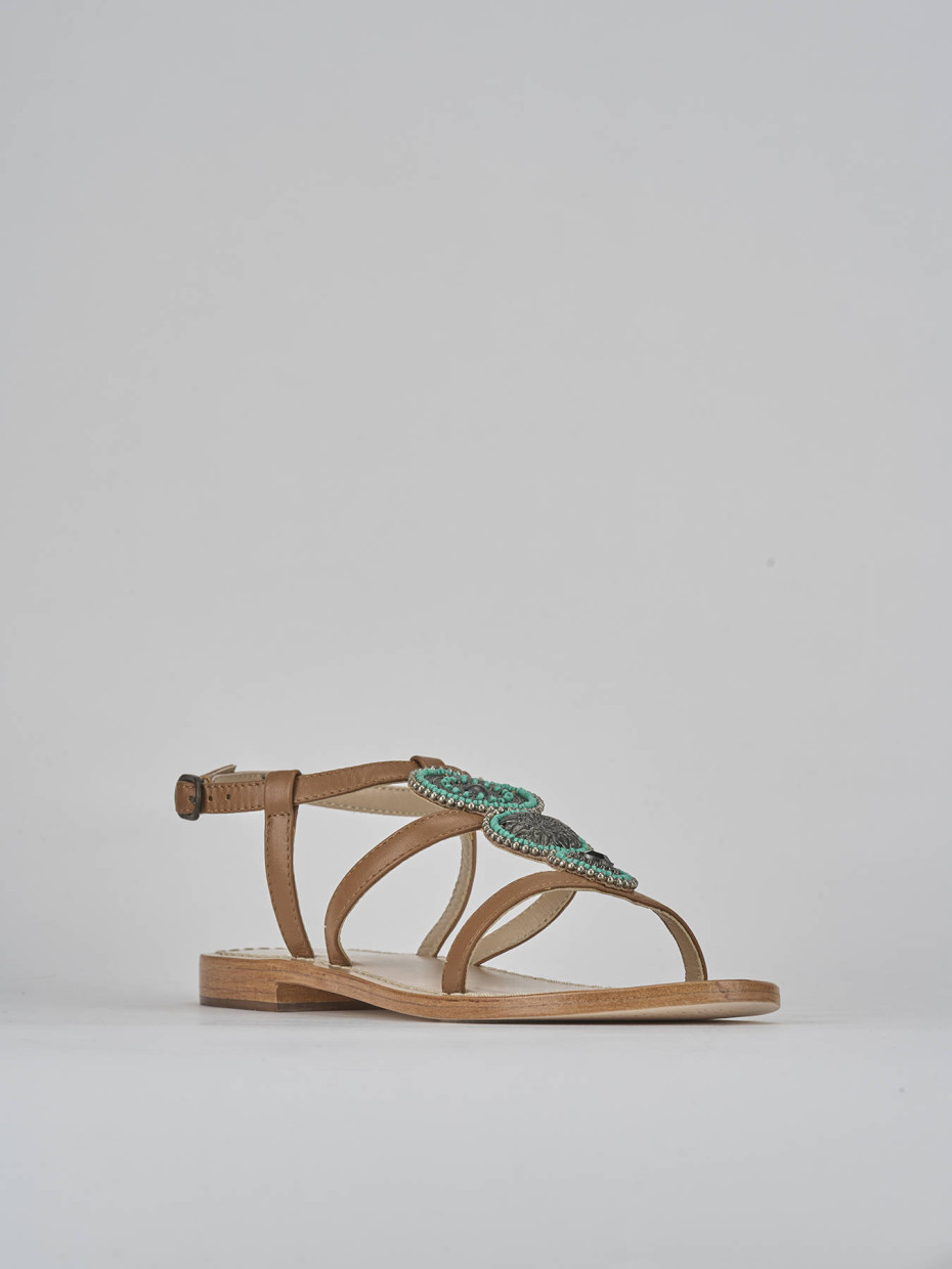 Sandali tacco 1cm pelle marrone