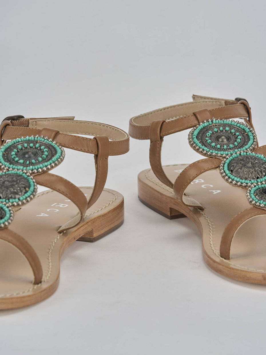 Sandali tacco 1cm pelle marrone