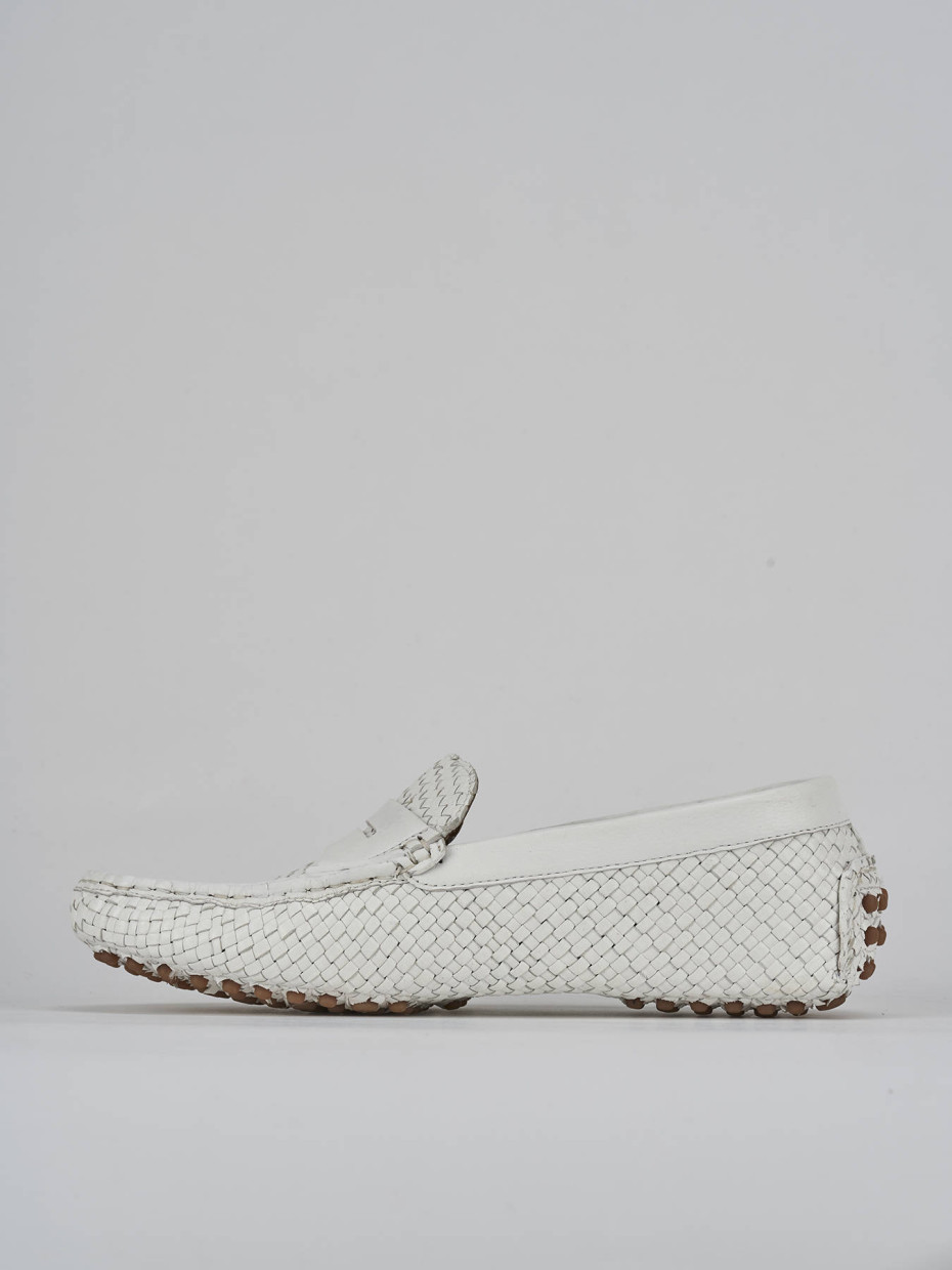 Mocassini tacco 1cm pelle bianco