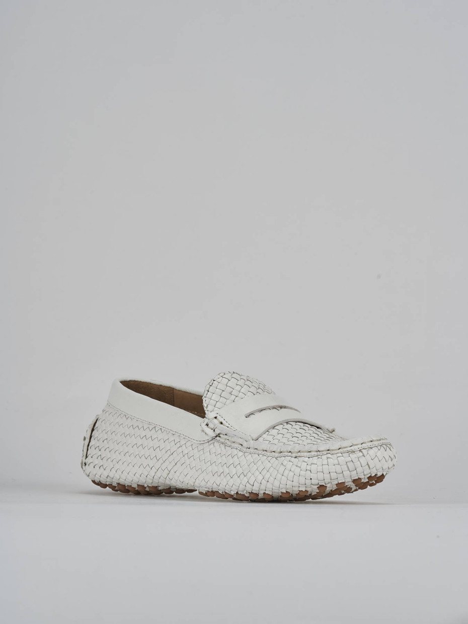 Mocassini tacco 1cm pelle bianco