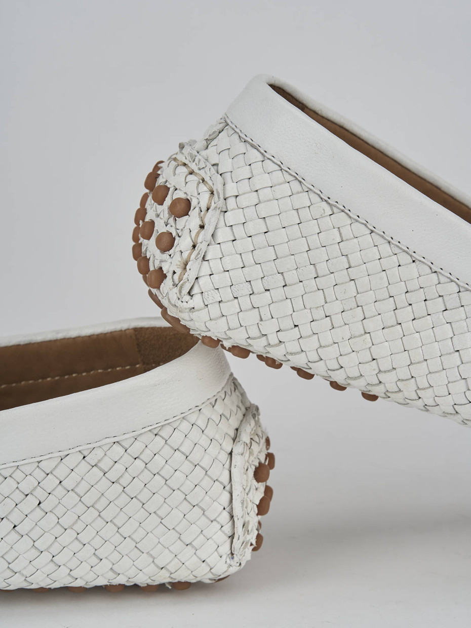 Mocassini tacco 1cm pelle bianco