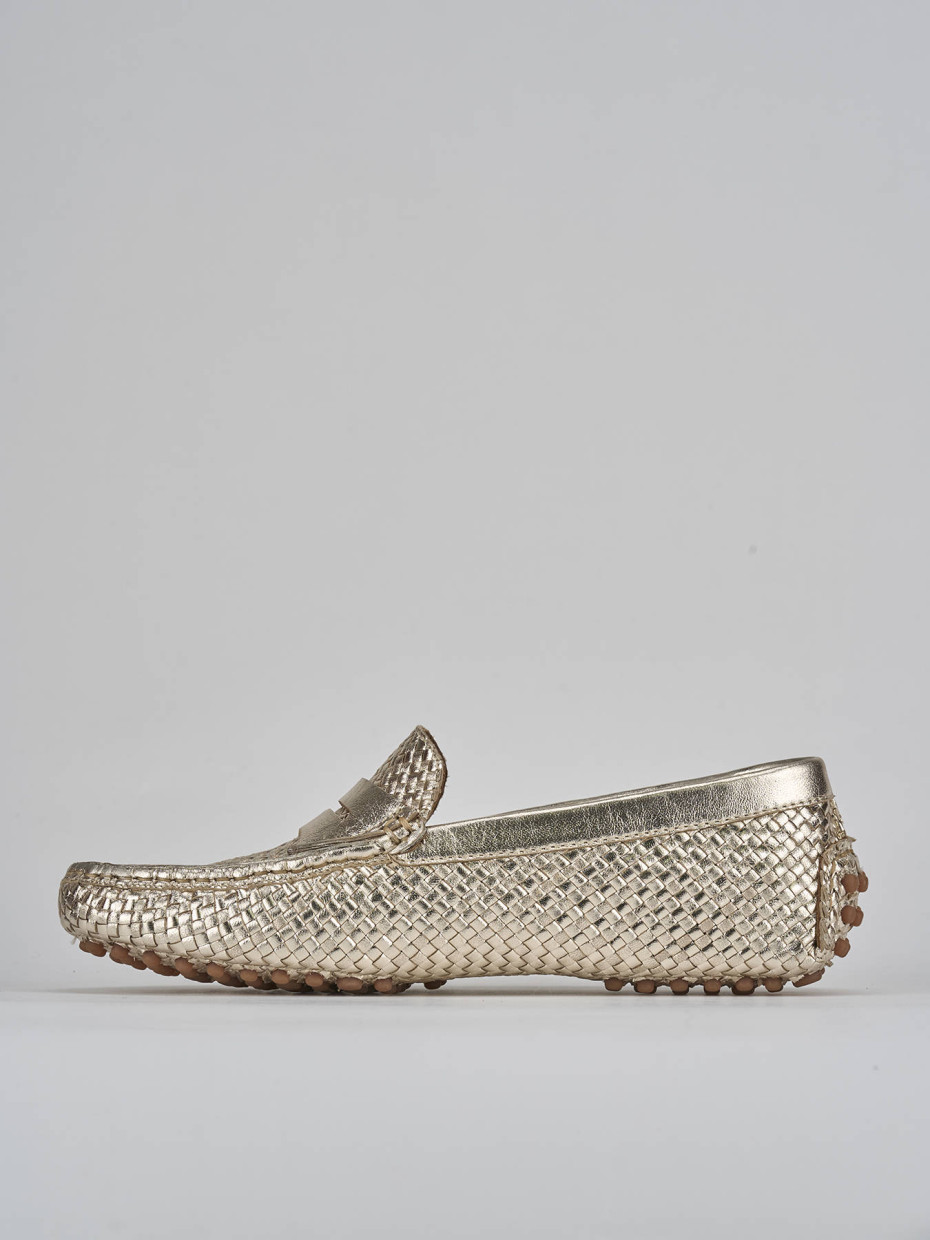 Mocassini tacco 1cm pelle oro