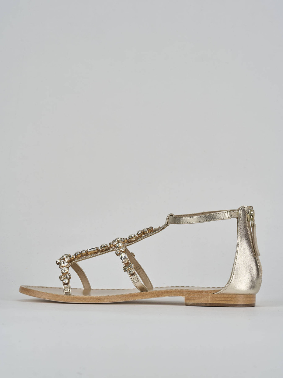 Sandali tacco 1cm pelle oro