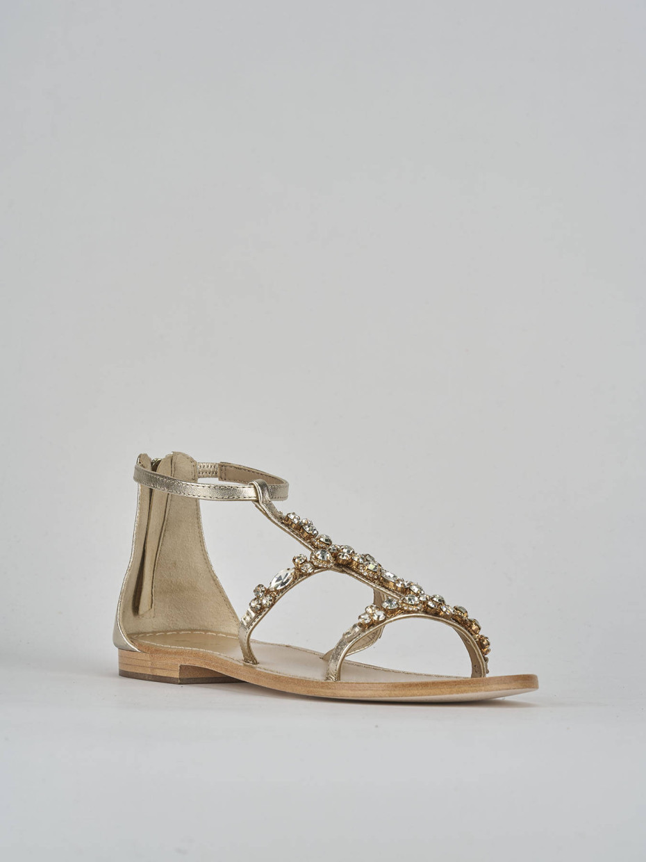 Sandali tacco 1cm pelle oro