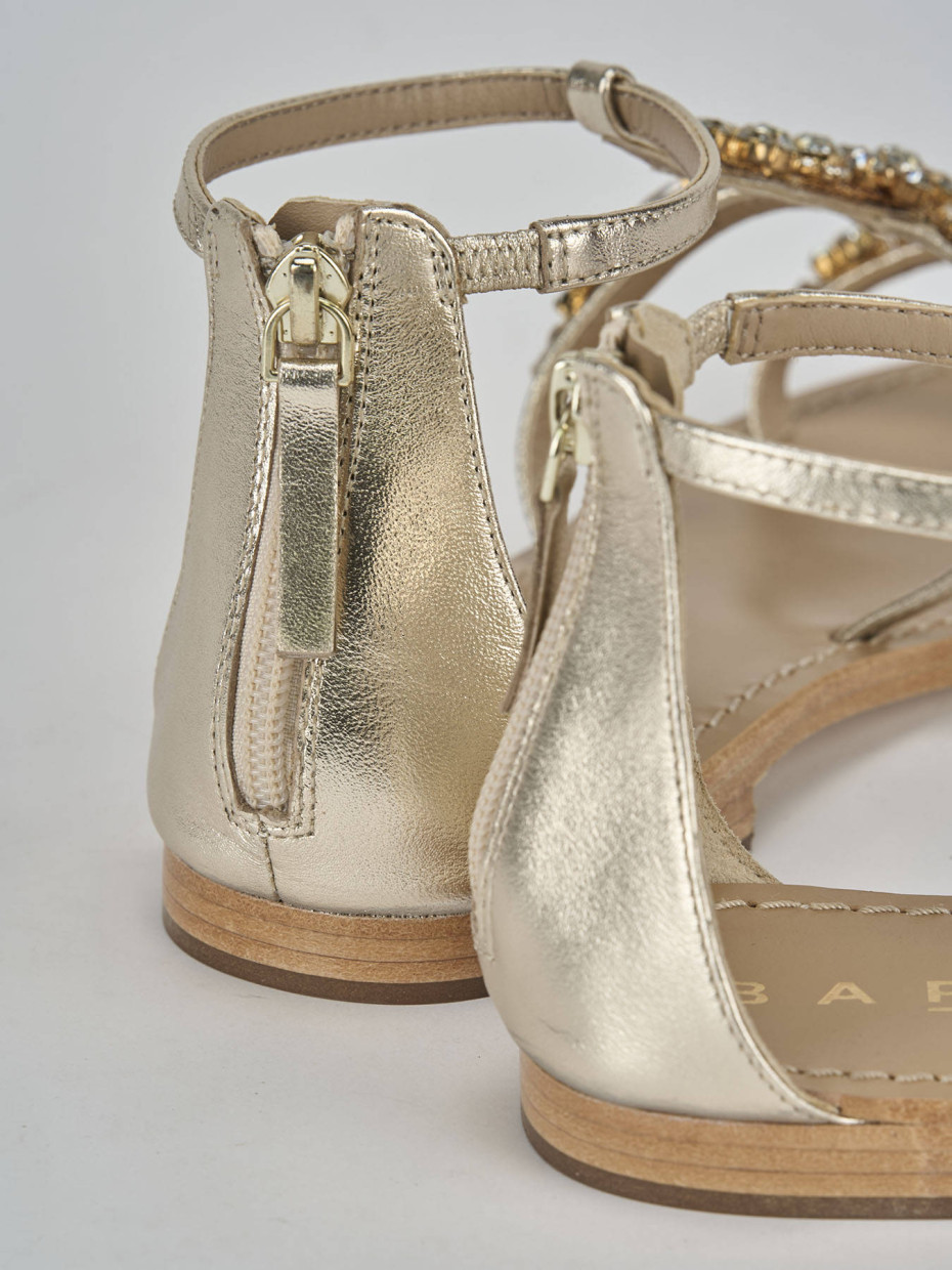 Sandali tacco 1cm pelle oro