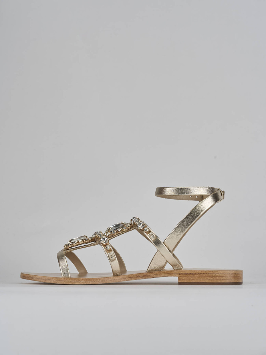 Sandali tacco 1cm pelle oro