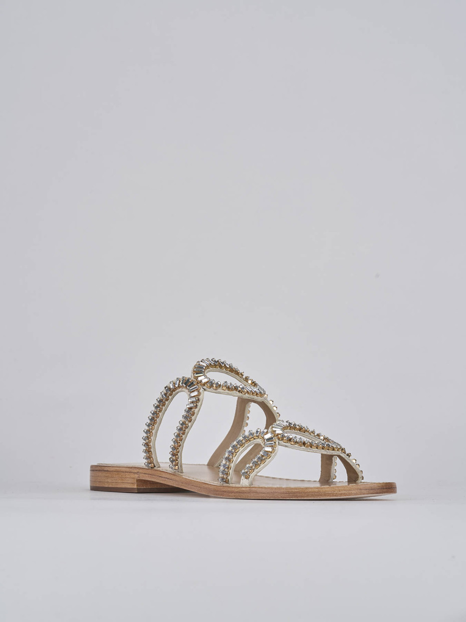 Ciabatte tacco 1cm pelle bianco