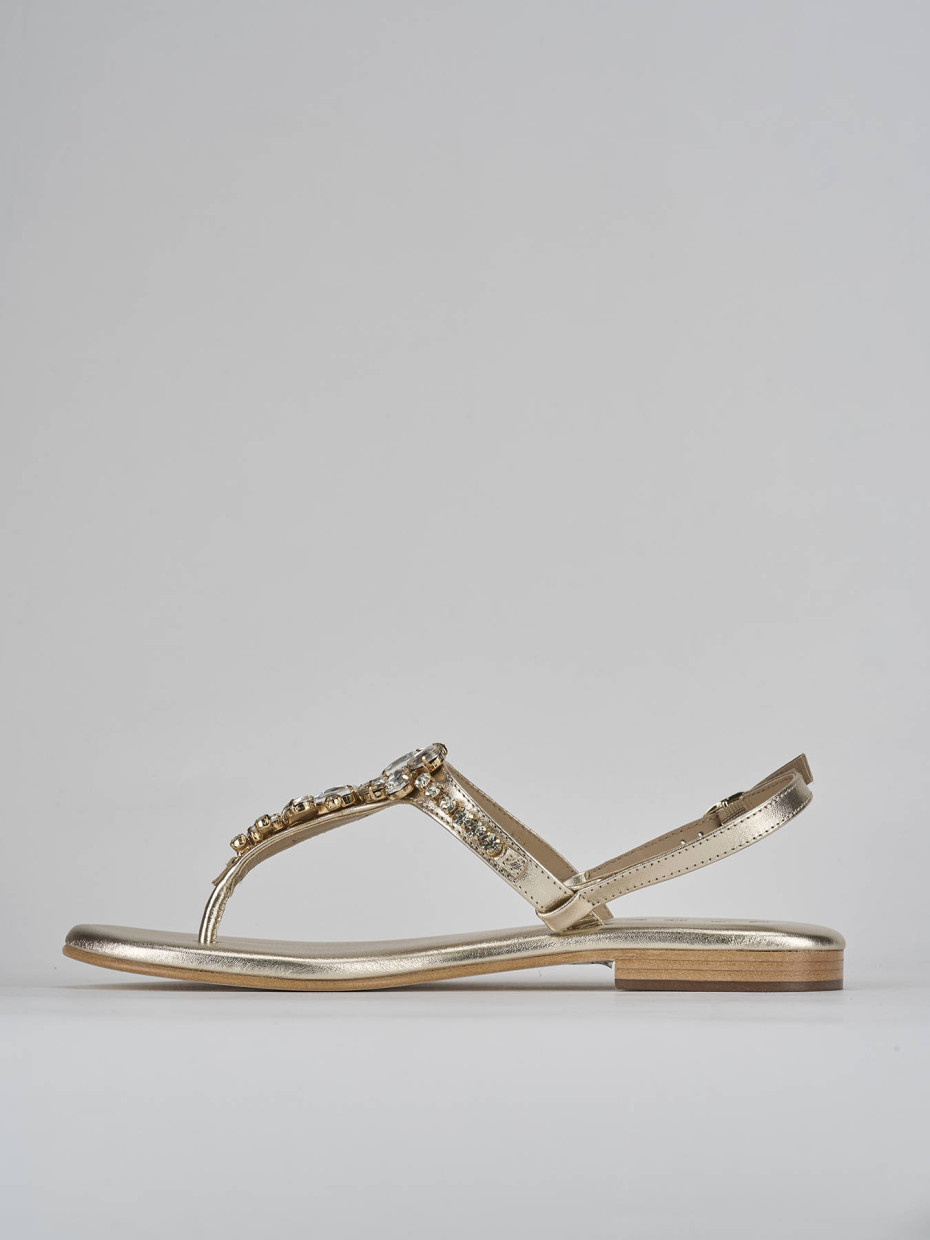 Sandali tacco 1cm pelle oro