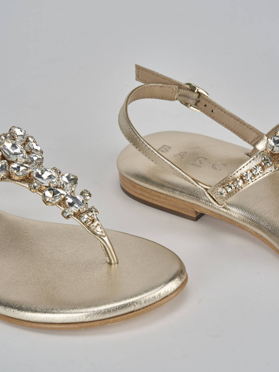 Sandali tacco 1cm pelle oro