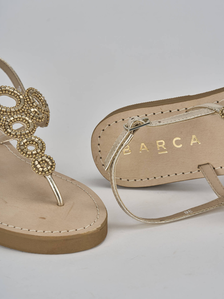 Sandali tacco 1cm pelle oro