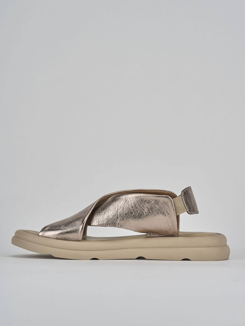 Sandali zeppa tacco 3cm pelle bronzo