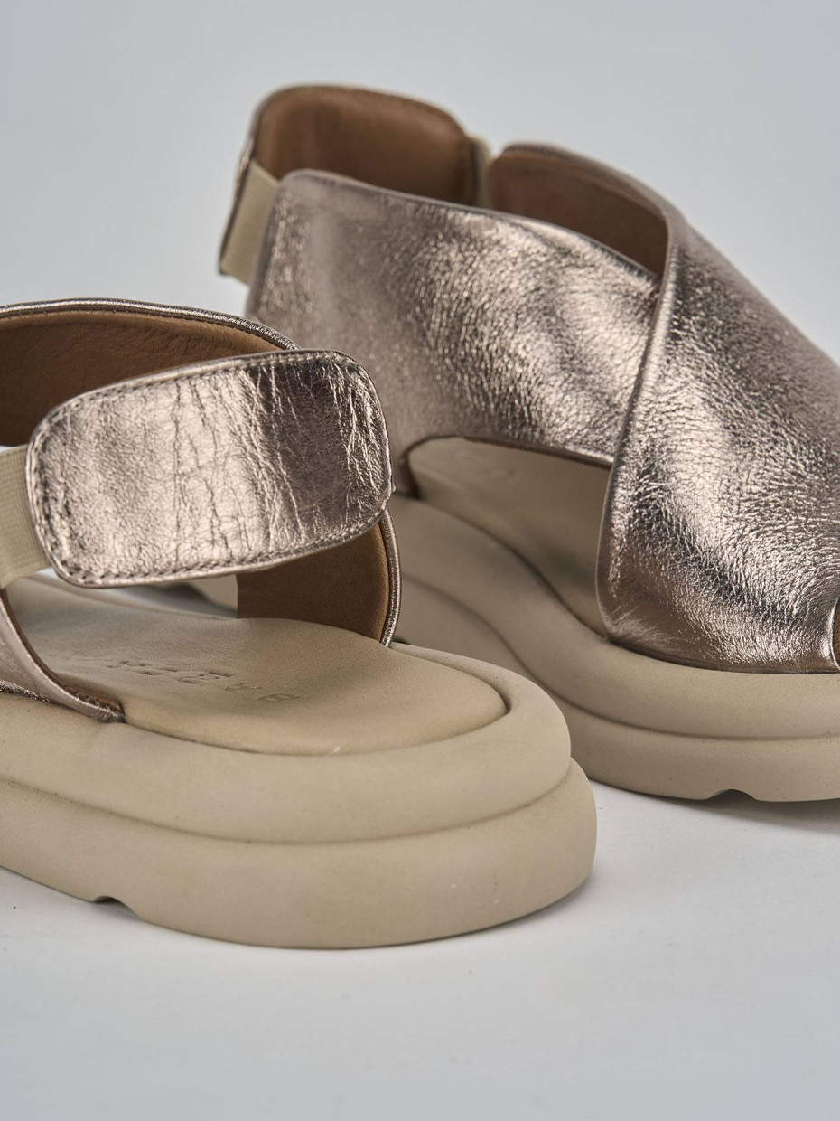 Sandali zeppa tacco 3cm pelle bronzo