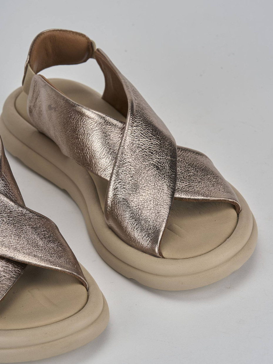Sandali zeppa tacco 3cm pelle bronzo