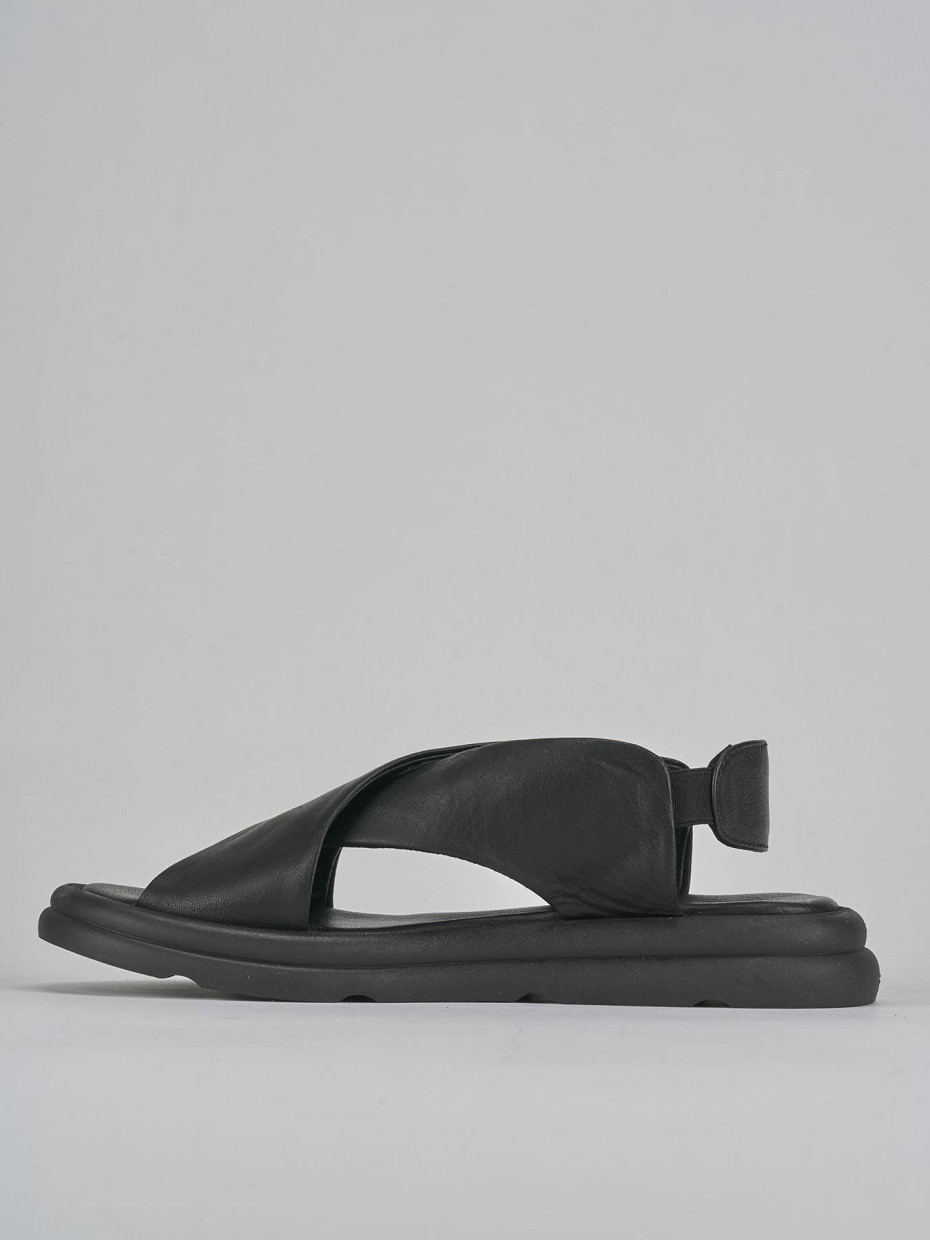 Sandali zeppa tacco 3cm pelle nero