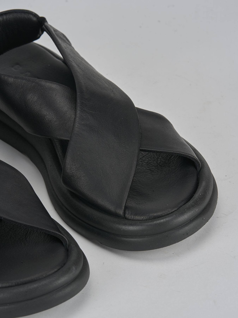 Sandali zeppa tacco 3cm pelle nero