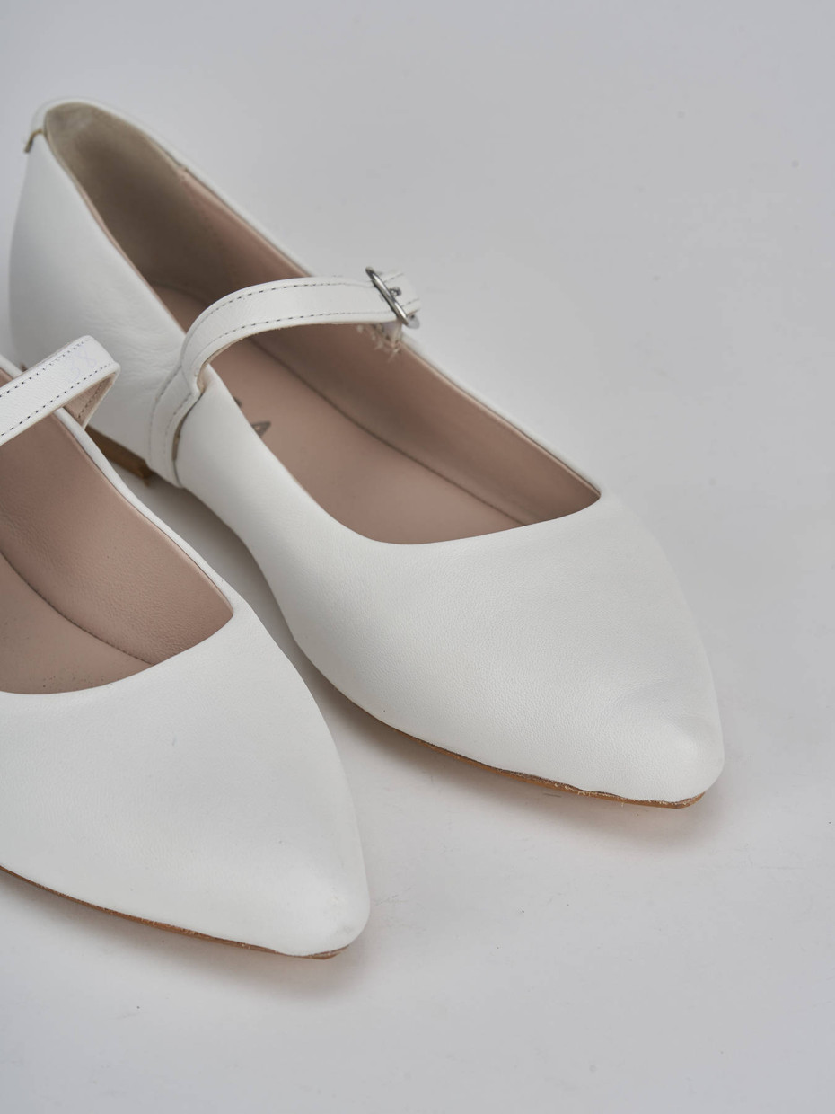 Ballerine tacco 1cm pelle bianco