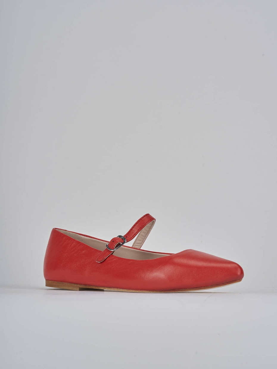 Ballerine tacco 1cm pelle rosso