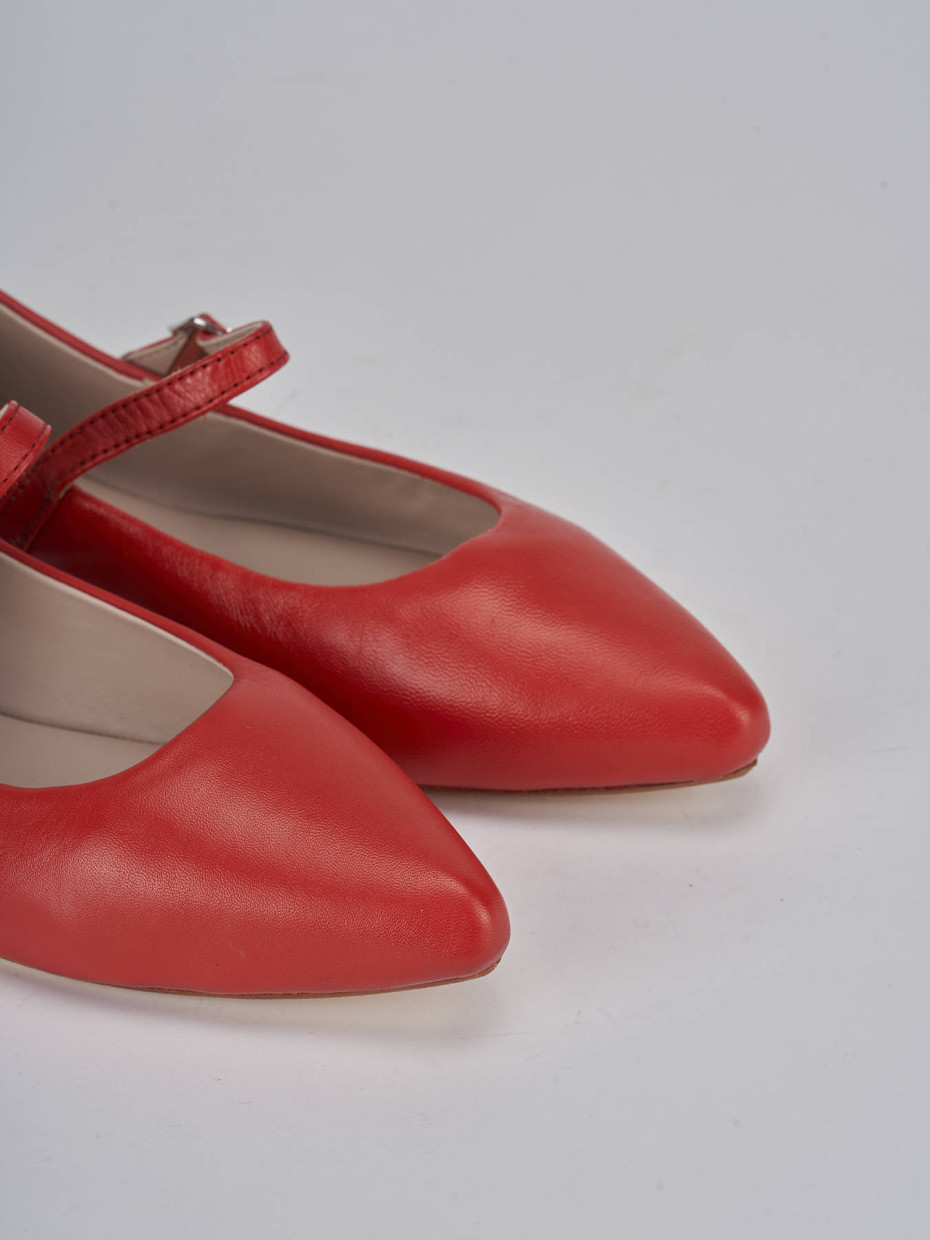 Ballerine tacco 1cm pelle rosso