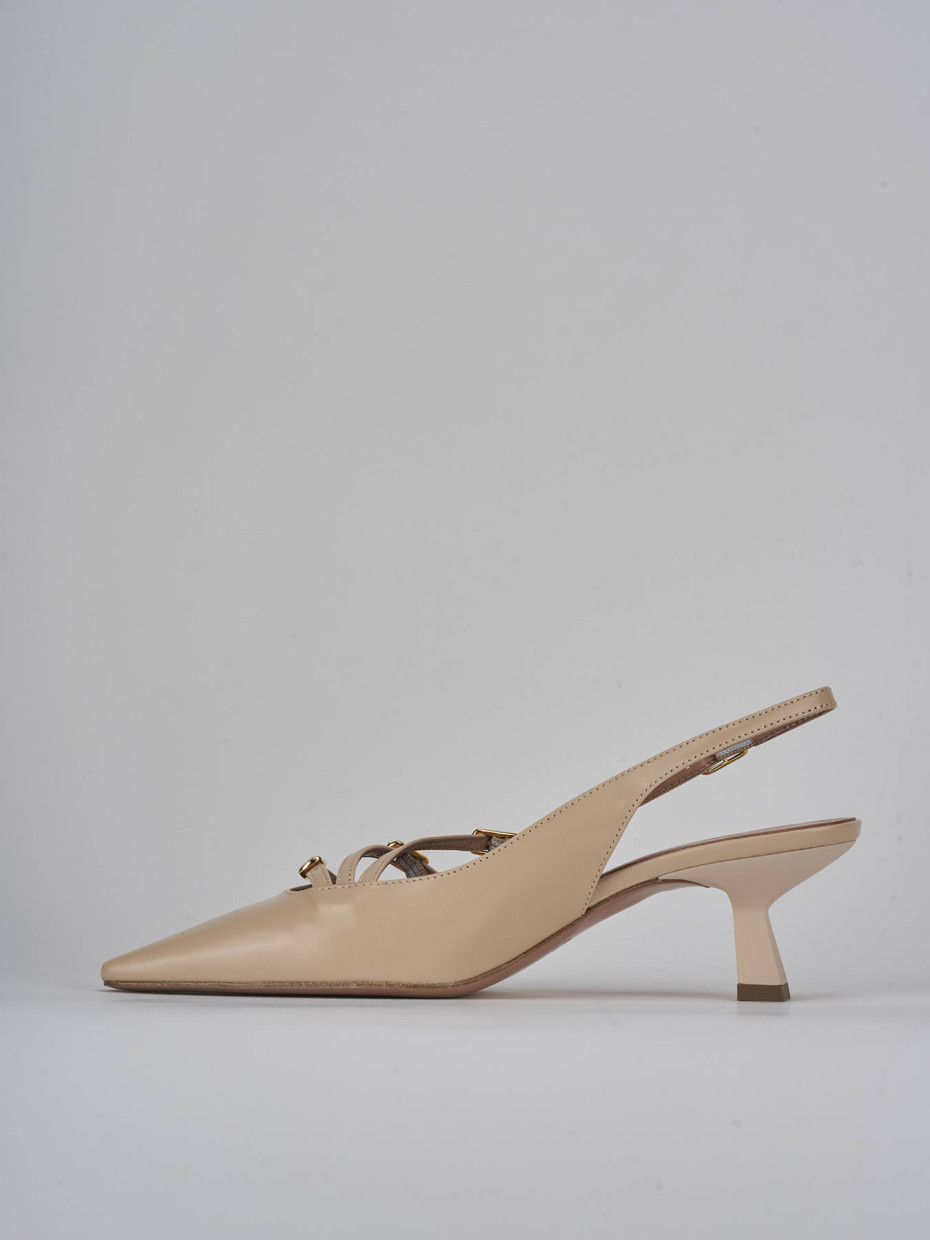 Décolleté e slingback tacco 6cm pelle beige